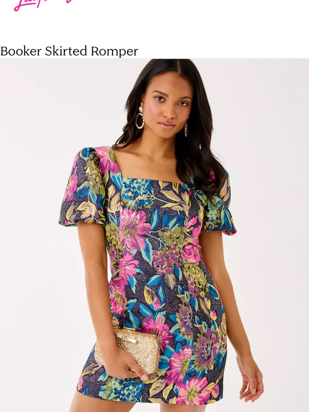 Lilly Pulitzer Booker Skirted Romper - Floral Square Neck in Multicolor
